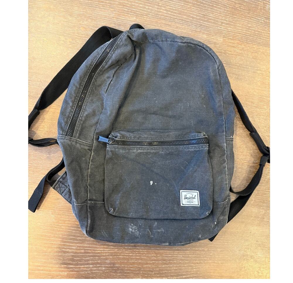 The Herschel Supply Co washed black light denim chambray Backpack Bag Distressed